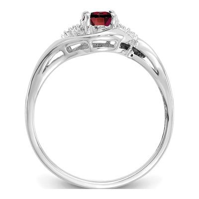14K White Gold Garnet & Diamond Oval Ring – view 2
