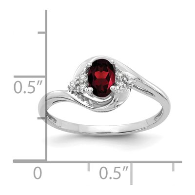 14K White Gold Garnet & Diamond Oval Ring – view 3