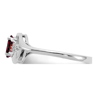 14K White Gold Garnet & Diamond Oval Ring – view 4