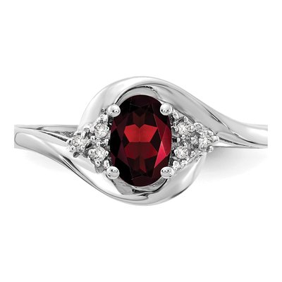 14K White Gold Garnet & Diamond Oval Ring – view 5