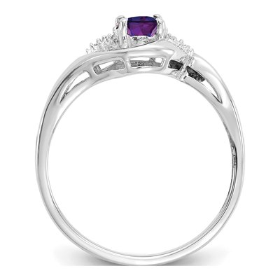 14K White Gold Amethyst & Diamond Oval Ring – view 2