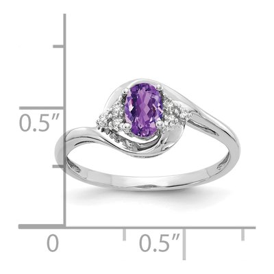 14K White Gold Amethyst & Diamond Oval Ring – view 3
