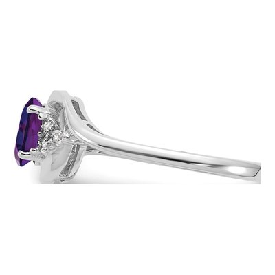 14K White Gold Amethyst & Diamond Oval Ring – view 4