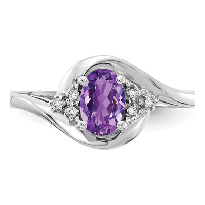 14K White Gold Amethyst & Diamond Oval Ring – view 5