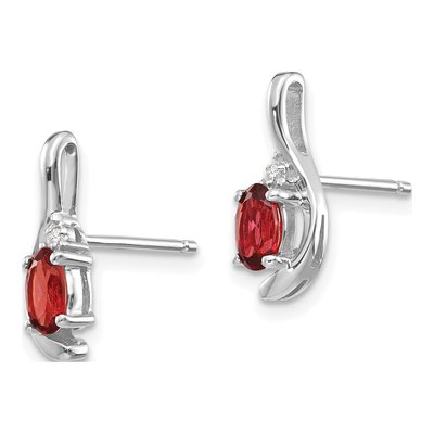 14K White Gold Garnet & Diamond Oval Dangle Earrings – view 2