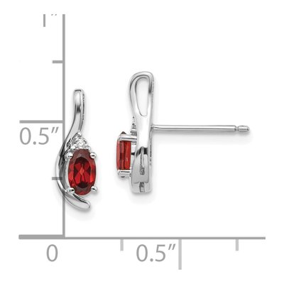 14K White Gold Garnet & Diamond Oval Dangle Earrings – view 4