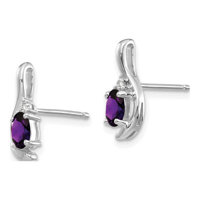 14K White Gold Amethyst & Diamond Oval Dangle Earrings – view 2
