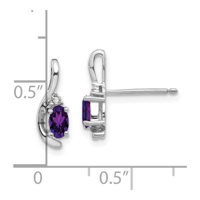 14K White Gold Amethyst & Diamond Oval Dangle Earrings – view 4