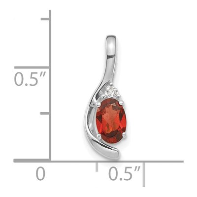 14K White Gold Garnet & Diamond January Pendant – view 4