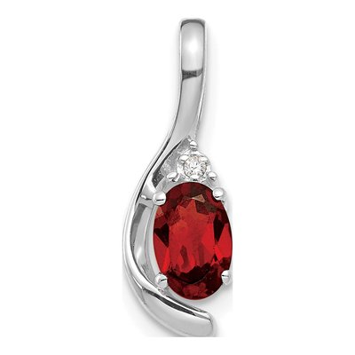 14K White Gold Garnet & Diamond January Pendant
