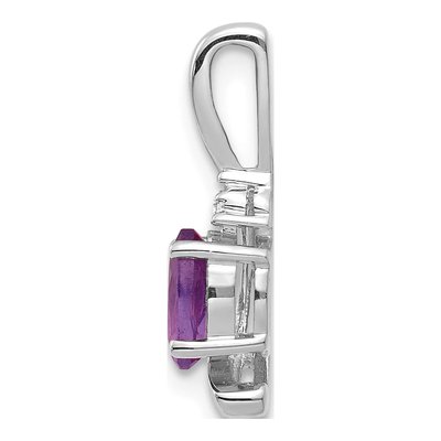 14K White Gold Amethyst & Diamond Birthstone Pendant – view 2