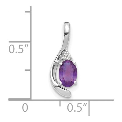 14K White Gold Amethyst & Diamond Birthstone Pendant – view 3