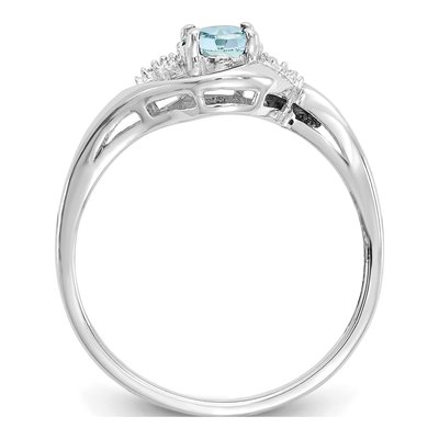 14K White Gold Aquamarine & Diamond Oval Ring – view 2