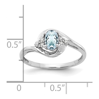 14K White Gold Aquamarine & Diamond Oval Ring – view 3