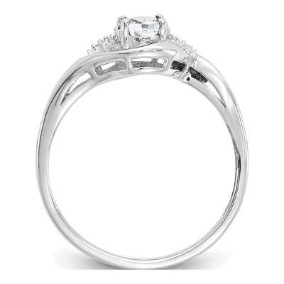 14K White Gold White Topaz & Diamond Oval Ring – view 2