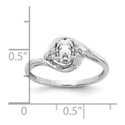 14K White Gold White Topaz & Diamond Oval Ring – view 3