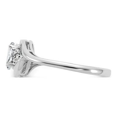 14K White Gold White Topaz & Diamond Oval Ring – view 4