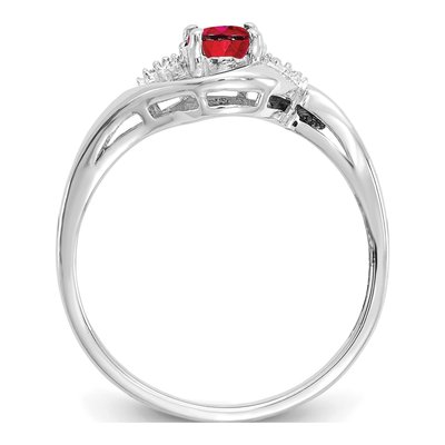14K White Gold Ruby & Diamond Oval Ring – view 2