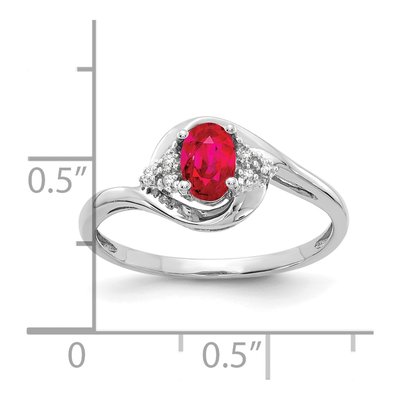 14K White Gold Ruby & Diamond Oval Ring – view 3