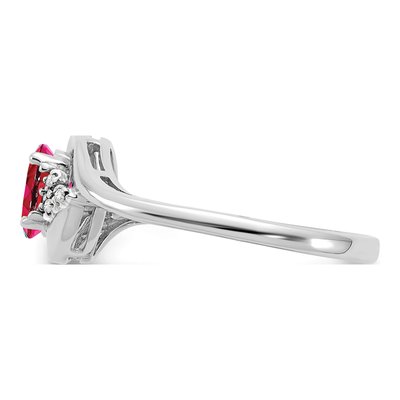 14K White Gold Ruby & Diamond Oval Ring – view 4