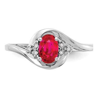 14K White Gold Ruby & Diamond Oval Ring – view 5