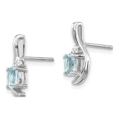 14K White Gold Aquamarine & Diamond Dangle Earrings – view 2