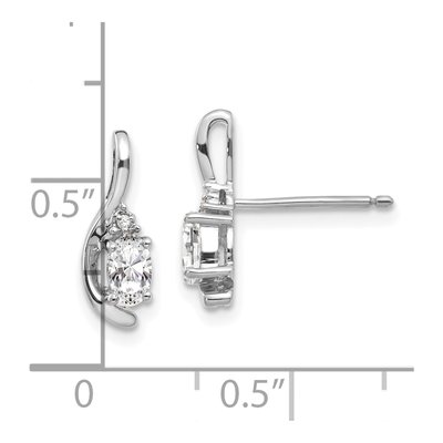 14K White Gold White Topaz & Diamond Oval Dangle Earrings – view 4