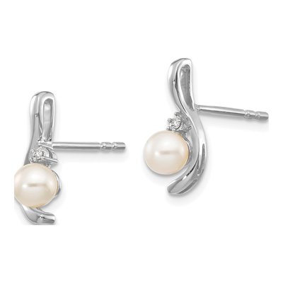 14K White Gold Pearl & Diamond June Dangle Earrings – view 2