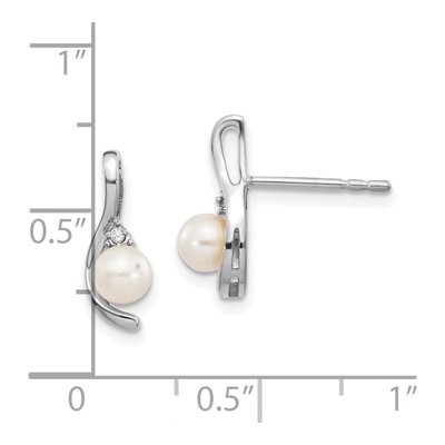 14K White Gold Pearl & Diamond June Dangle Earrings – view 4