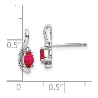 14K White Gold Ruby & Diamond Oval Dangle Earrings – view 5
