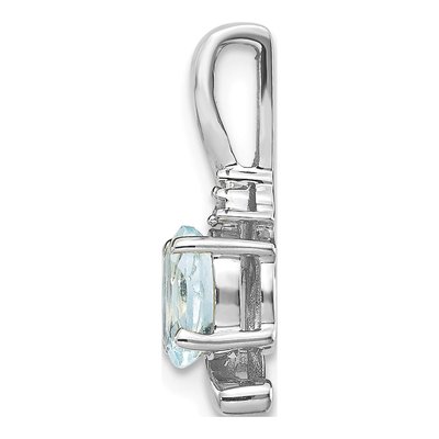 14K White Gold Aquamarine & Diamond Birthstone Pendant – view 3