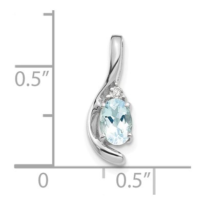 14K White Gold Aquamarine & Diamond Birthstone Pendant – view 4