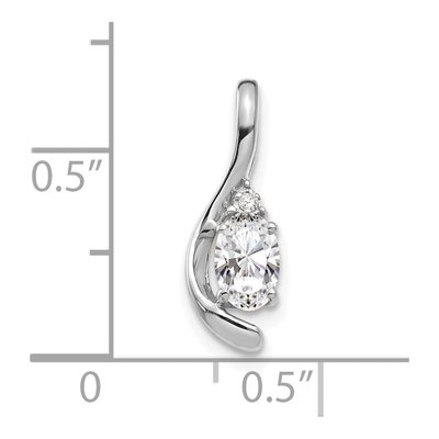 14K White Gold White Topaz & Diamond April Birthstone Pendant – view 3