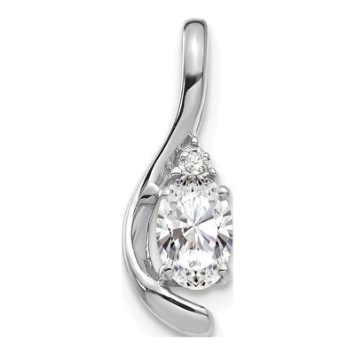 14K White Gold White Topaz & Diamond April Birthstone Pendant