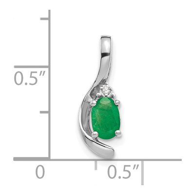 14K White Gold Emerald & Diamond May Birthstone Pendant – view 3