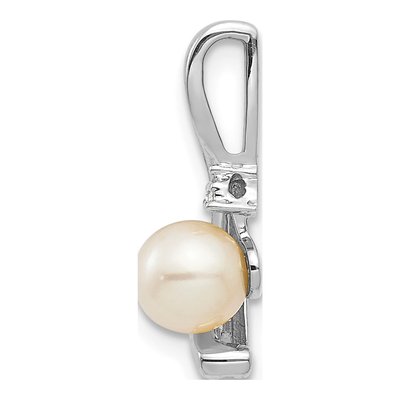 14K White Gold Freshwater Cultured Pearl & Diamond June Pendant – view 2