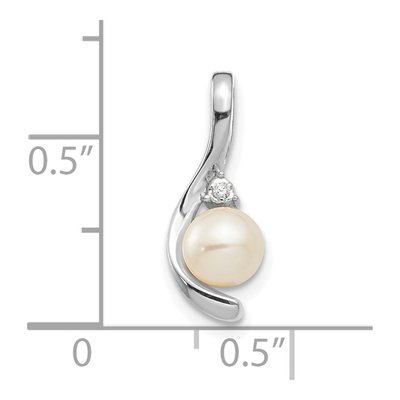 14K White Gold Freshwater Cultured Pearl & Diamond June Pendant – view 3