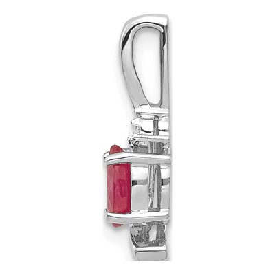 14K White Gold Ruby & Diamond July Birthstone Pendant – view 3