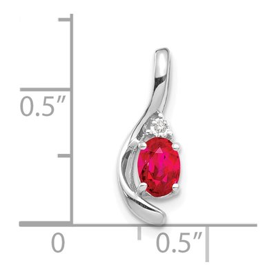 14K White Gold Ruby & Diamond July Birthstone Pendant – view 4