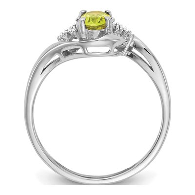 14K White Gold Peridot & Diamond Oval Ring – view 2
