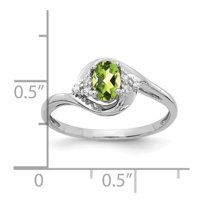 14K White Gold Peridot & Diamond Oval Ring – view 3