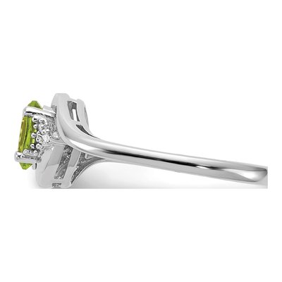14K White Gold Peridot & Diamond Oval Ring – view 4