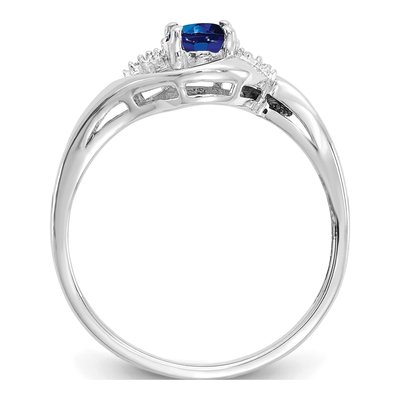 14K White Gold Sapphire & Diamond Oval Ring – view 2