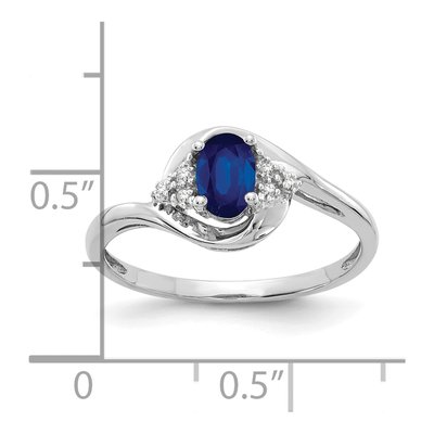 14K White Gold Sapphire & Diamond Oval Ring – view 3