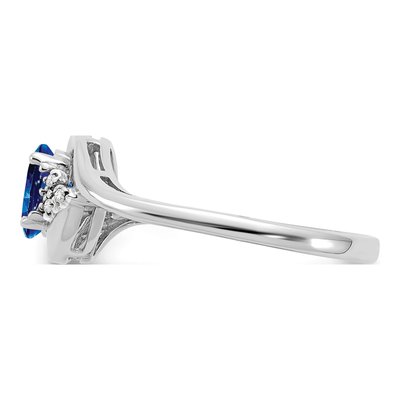 14K White Gold Sapphire & Diamond Oval Ring – view 4