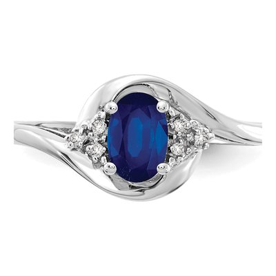 14K White Gold Sapphire & Diamond Oval Ring – view 5