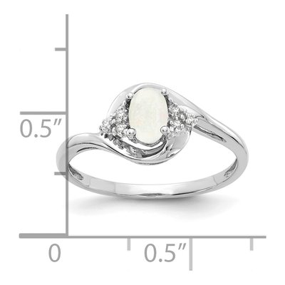 14K White Gold Opal & Diamond October Ring – view 3