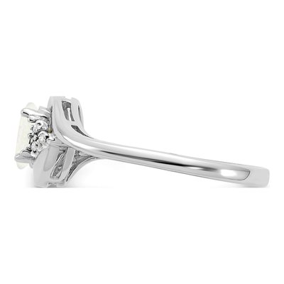 14K White Gold Opal & Diamond October Ring – view 4