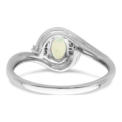 14K White Gold Opal & Diamond October Ring – view 6