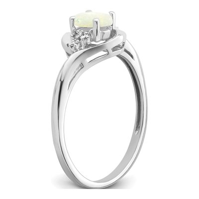 14K White Gold Opal & Diamond October Ring – view 7